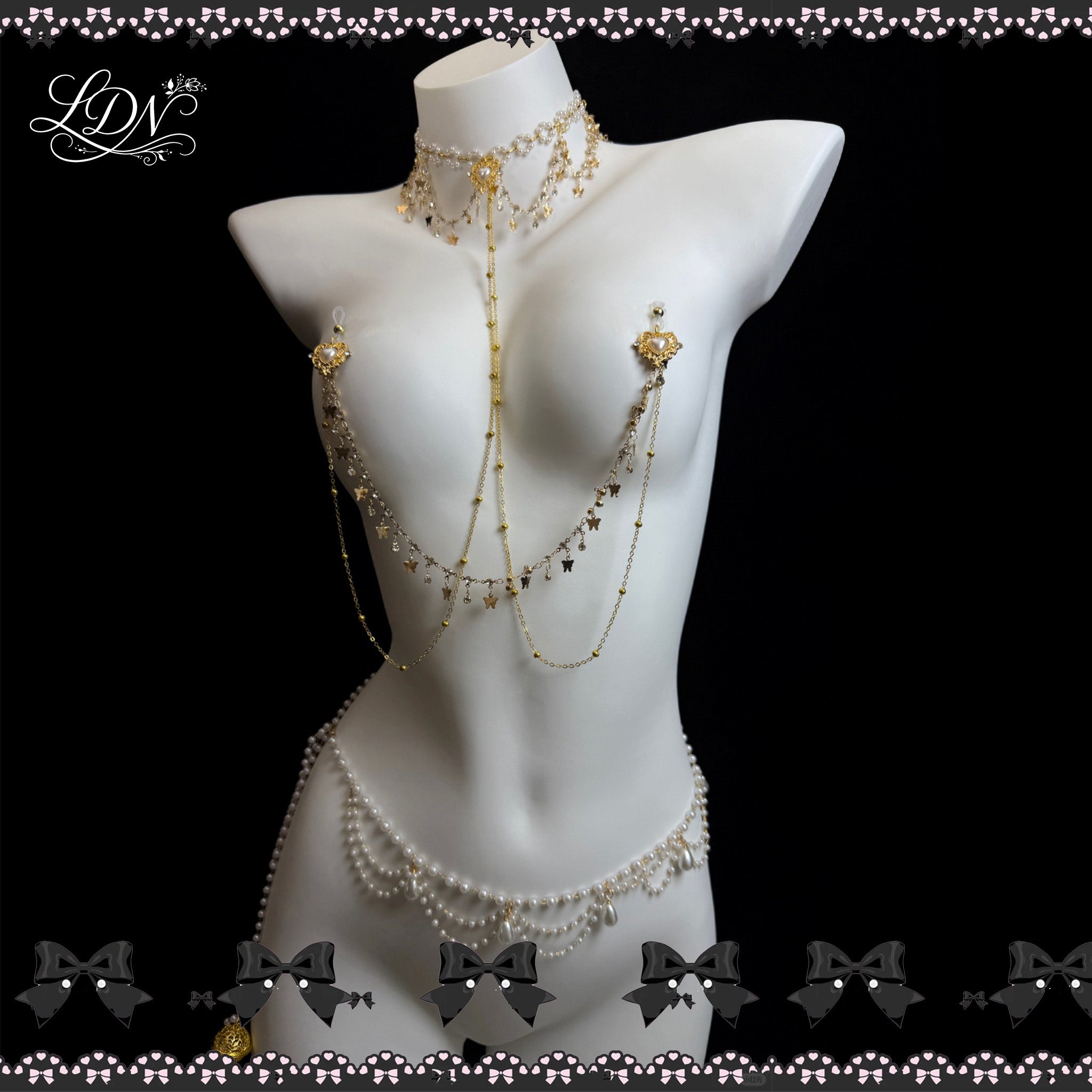 Sexy nipple clamps and body chain