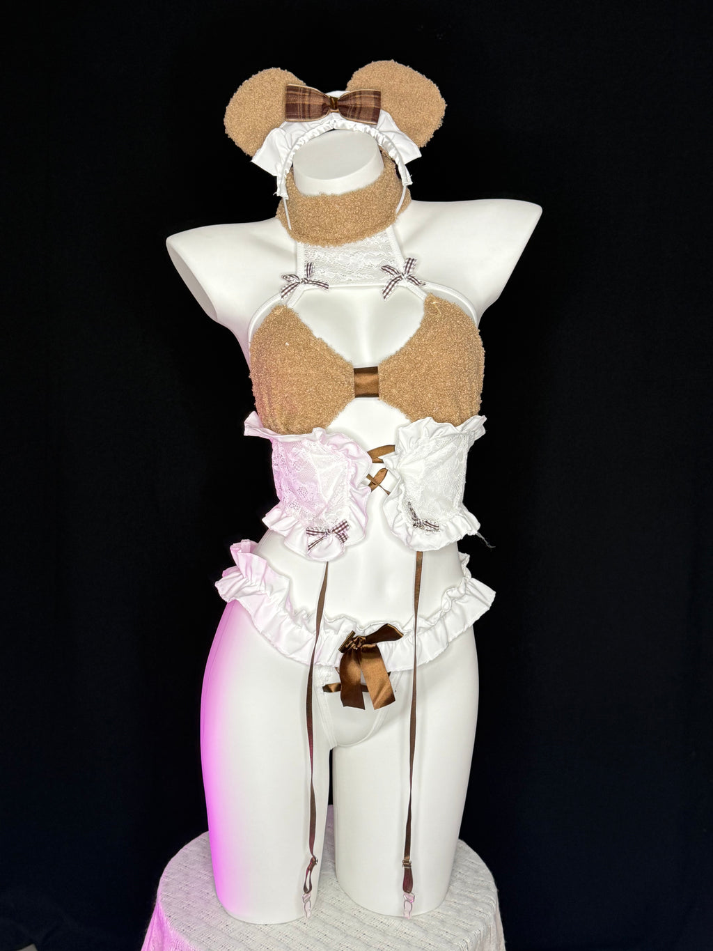 Kawaii Plush Bear Maid Lingerie Cosplay Set