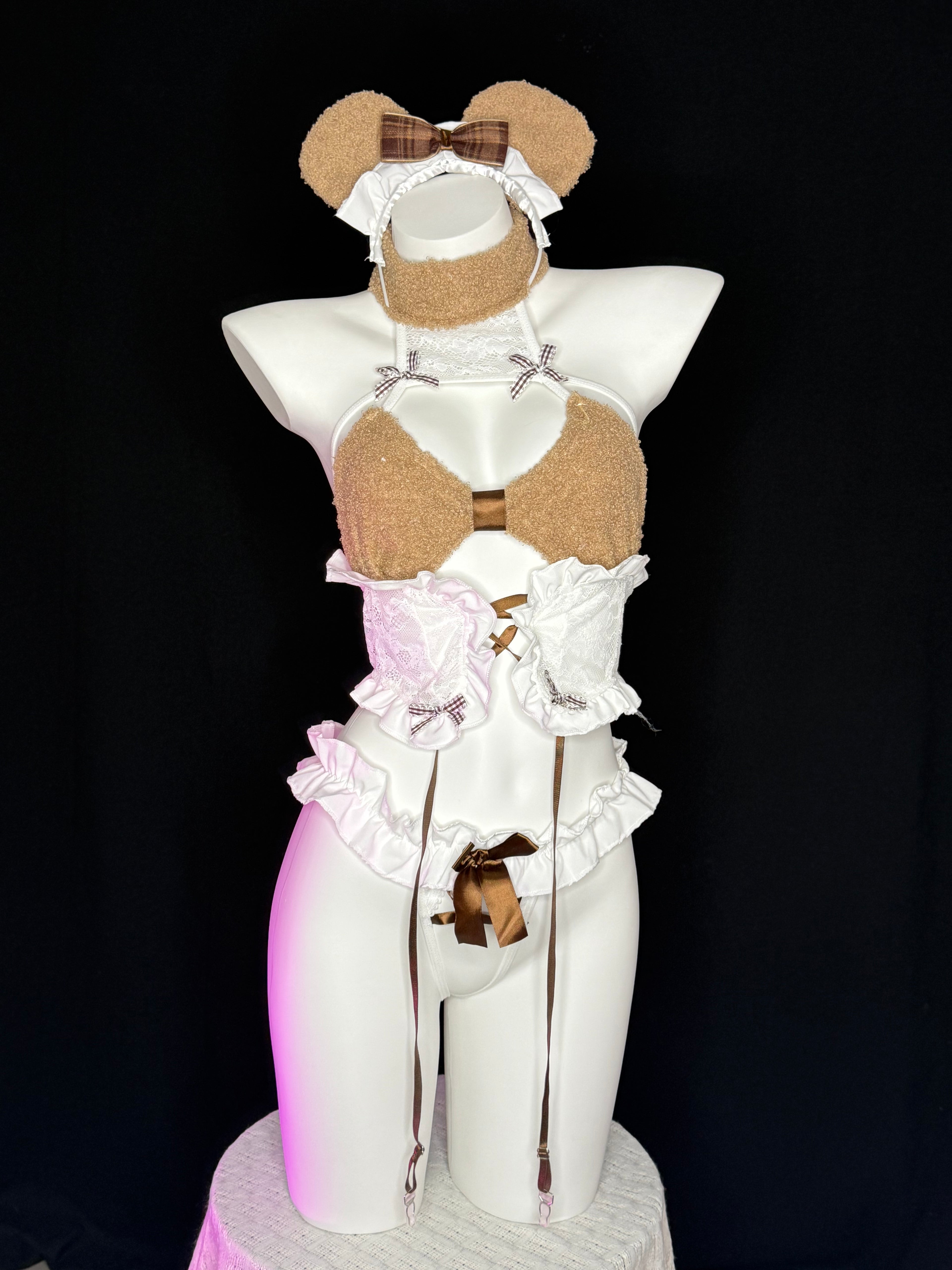 Kawaii Plush Bear Maid Lingerie Cosplay Set