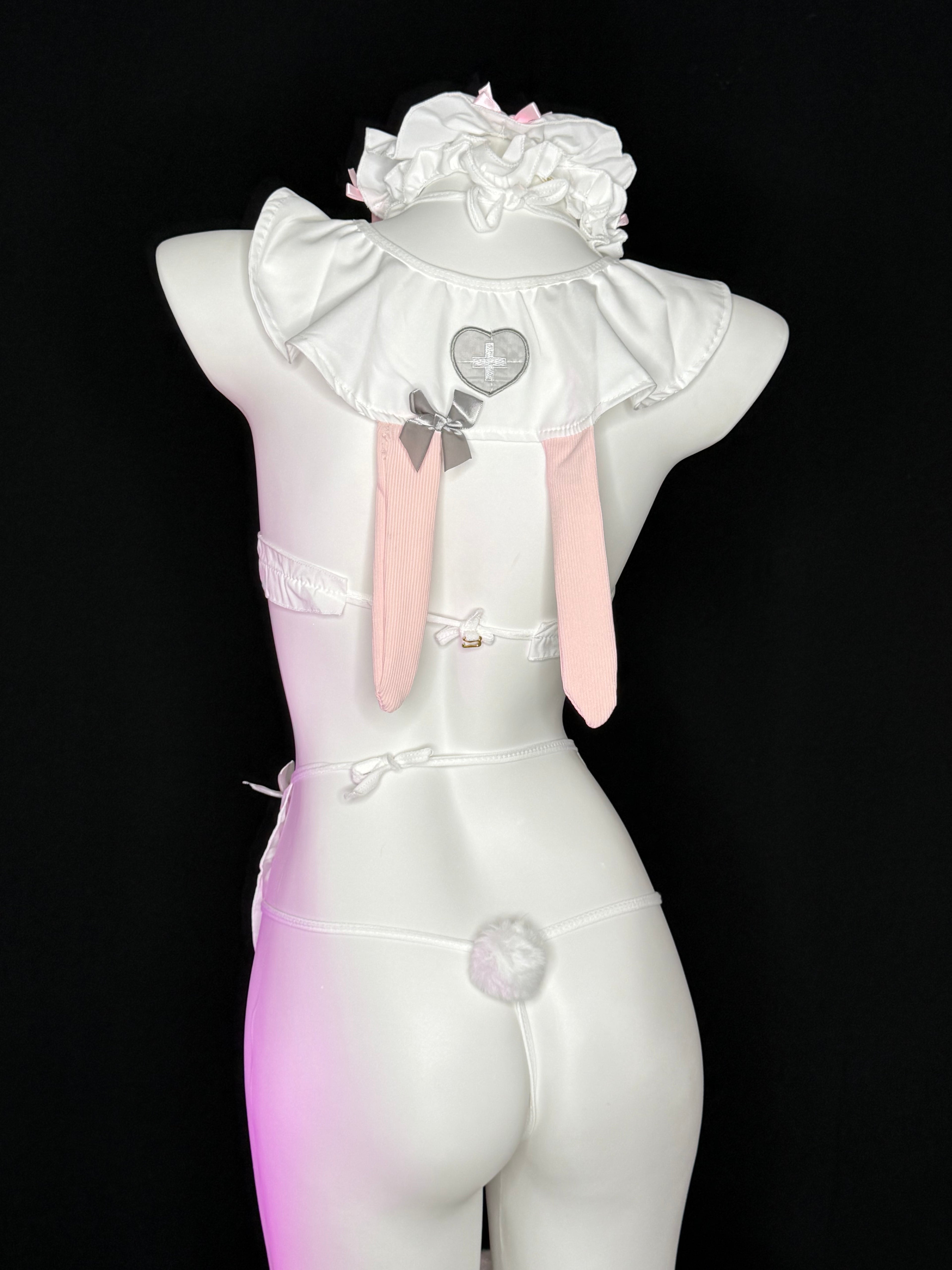 Pink Bow Bell Kawaii Maid Lingerie Set