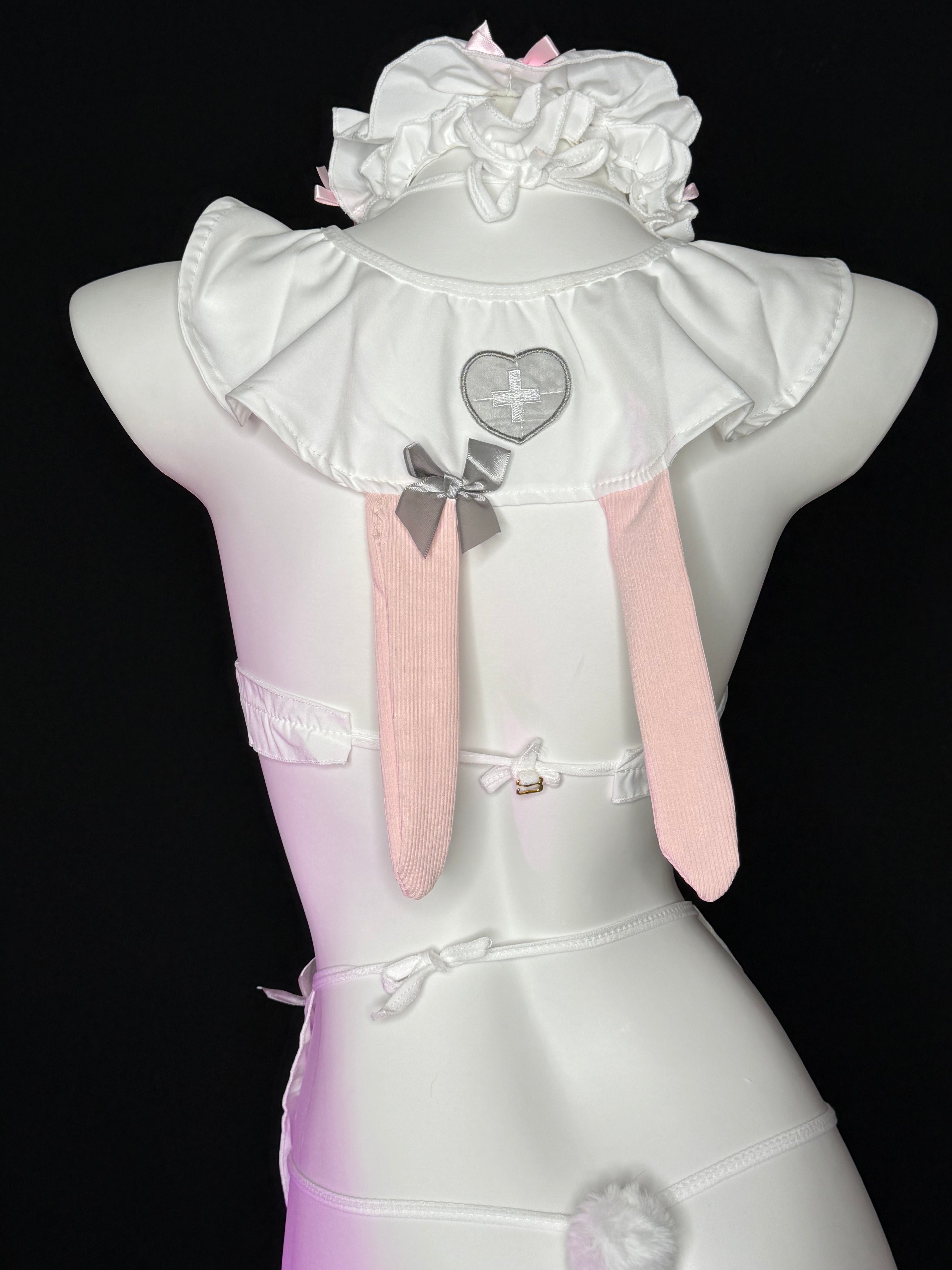 Pink Bow Bell Kawaii Maid Lingerie Set
