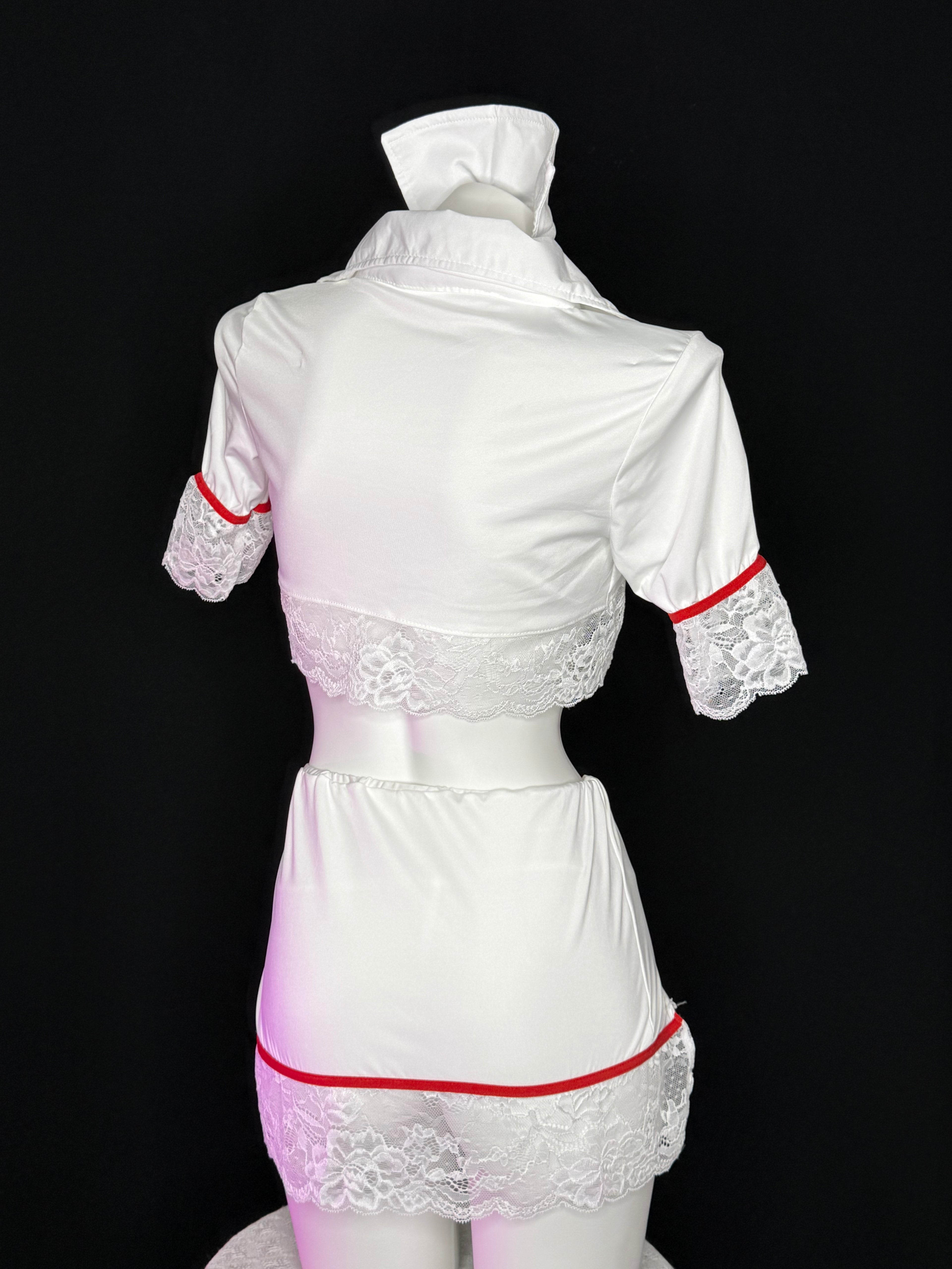 Red Cross Lace Trim Nurse Cosplay Lingerie Set