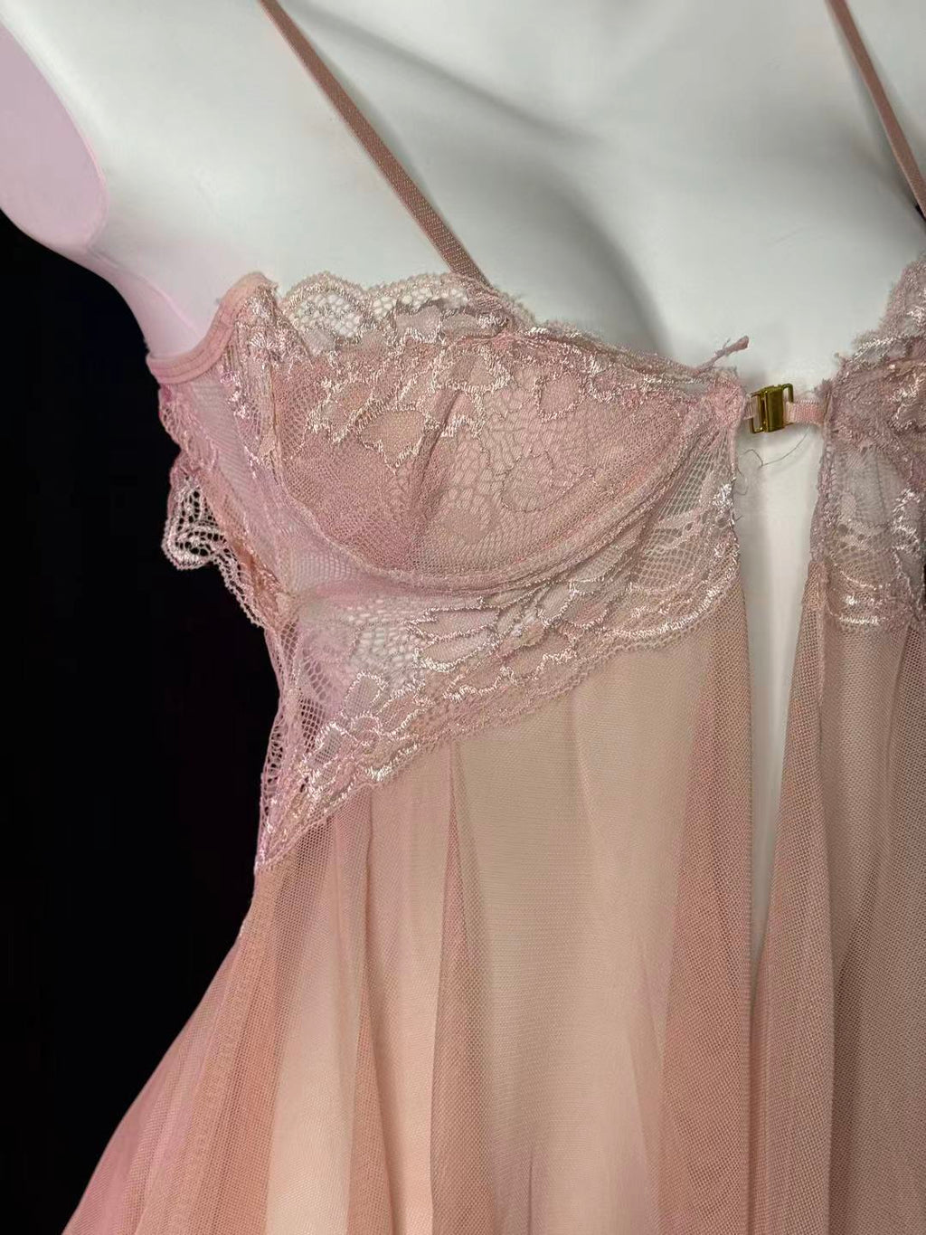 Blush Lace Front Split Mesh Babydoll Lingerie
