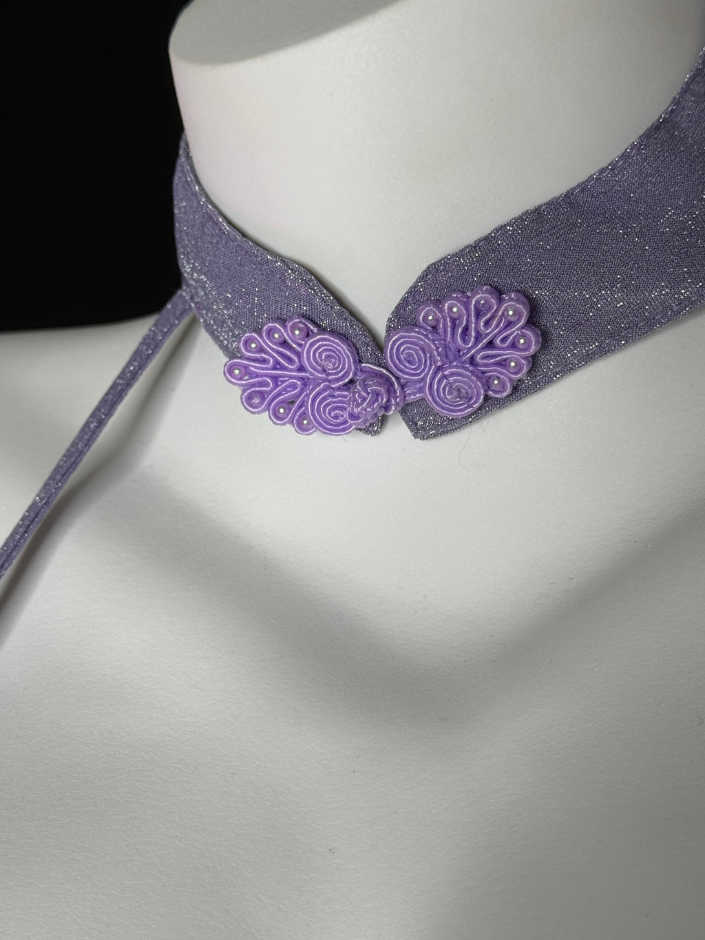 Lavender Glitter Halter Qipao Mini Lingerie Dress