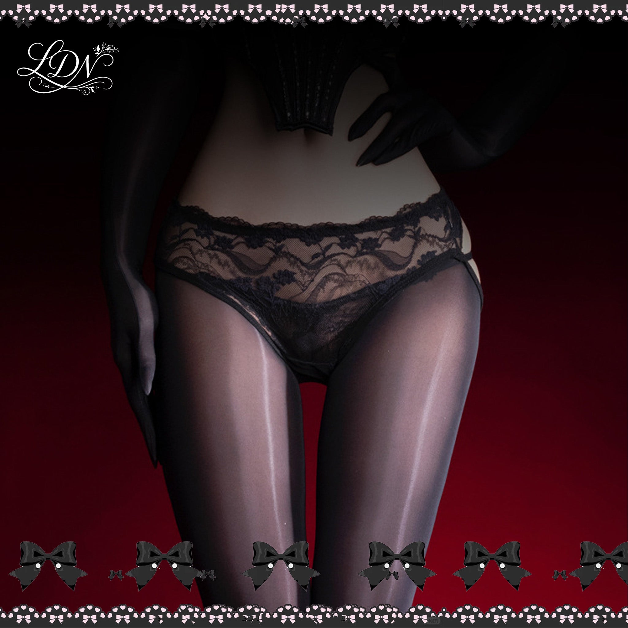 Luminous Bowknot Black Stockings