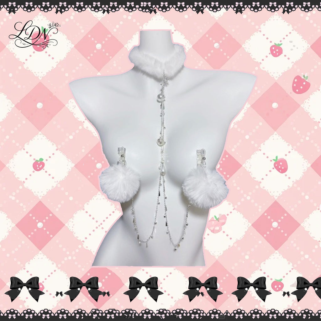 Cute plush nipple clamp chain